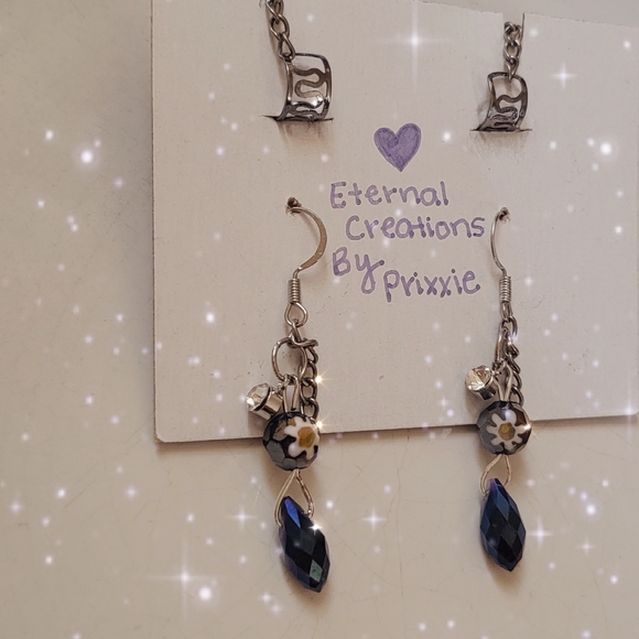 Blue Tear Drop Ear Cuff Earrings - Picture 3 of 3